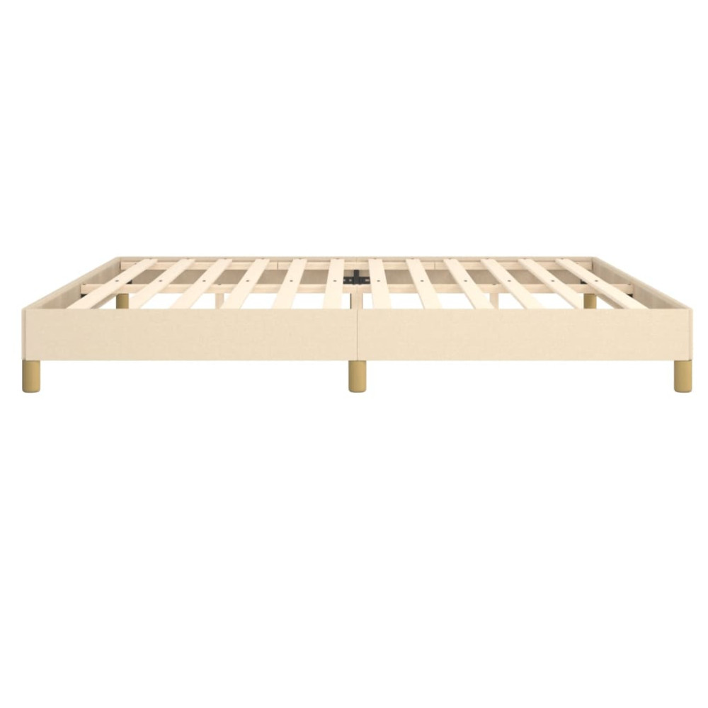 Produktbild för Sängram utan madrass gräddvit 200x200 cm tyg