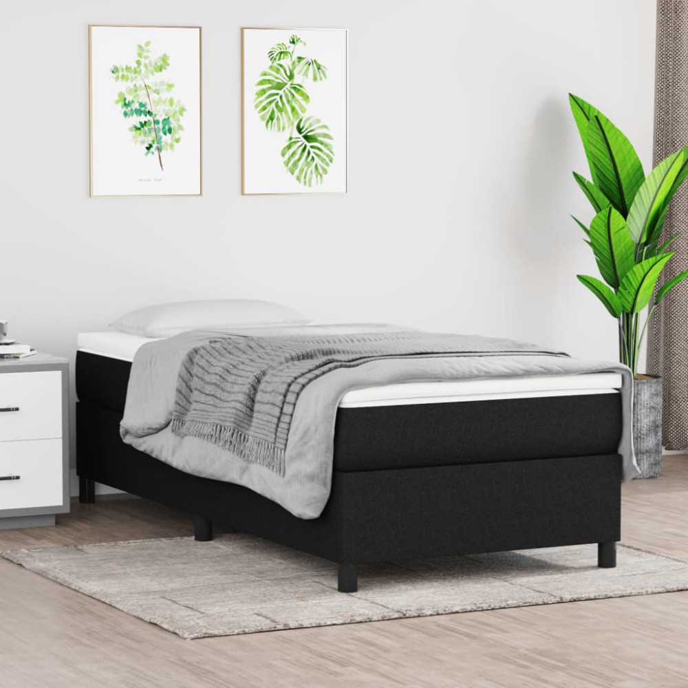 Produktbild för Boxspring-sängram svart 90x200 cm tyg