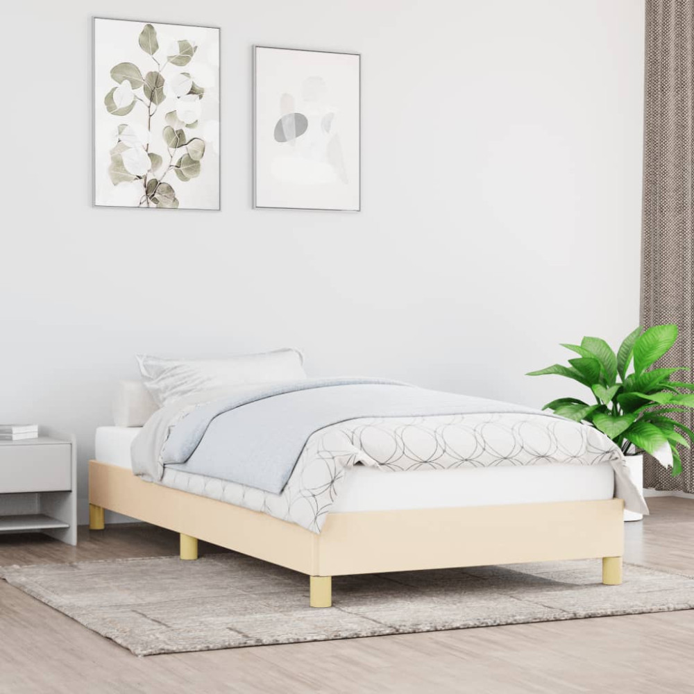 Produktbild för Sängram utan madrass cremefärgad 80x200 cm tyg