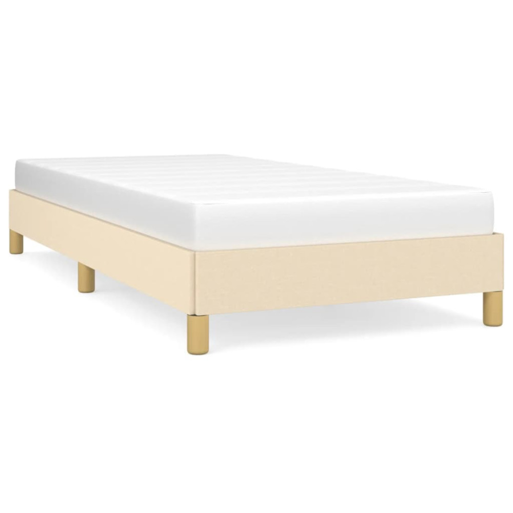 Produktbild för Sängram utan madrass gräddvit 90x190 cm tyg