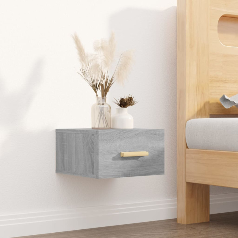 Produktbild för Väggmonterade sängbord 2 st grå sonoma 35x35x20 cm