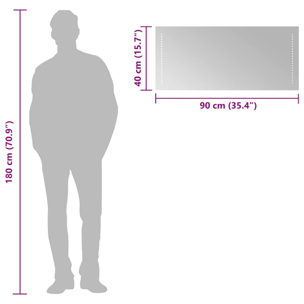Produktbild för Badrumsspegel LED 90x40 cm