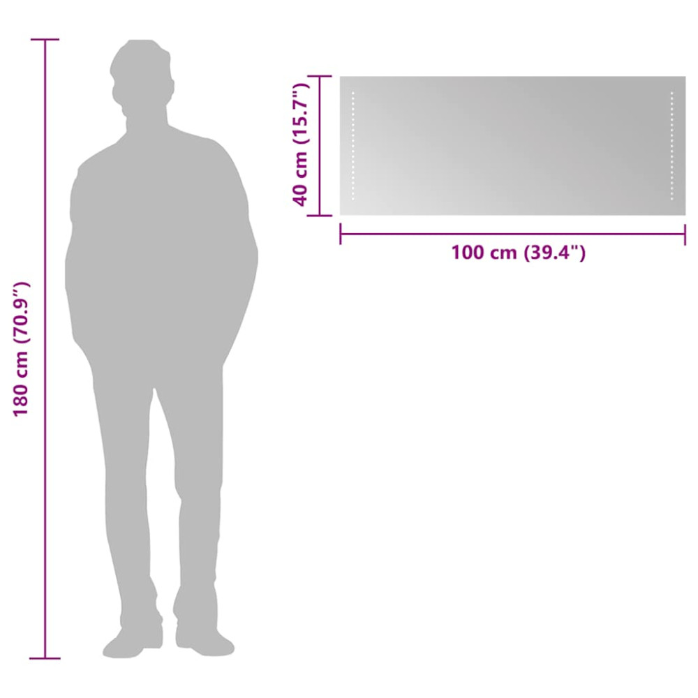 Produktbild för Badrumsspegel LED 100x40 cm