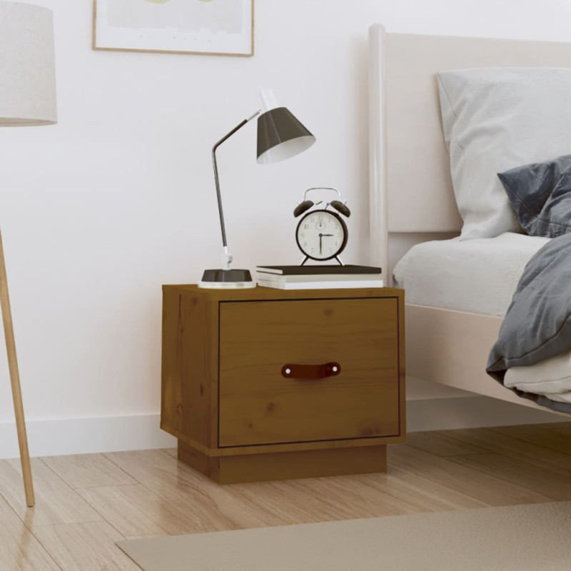 Produktbild för Sängbord honungsbrun 40x34x35 cm massiv furu