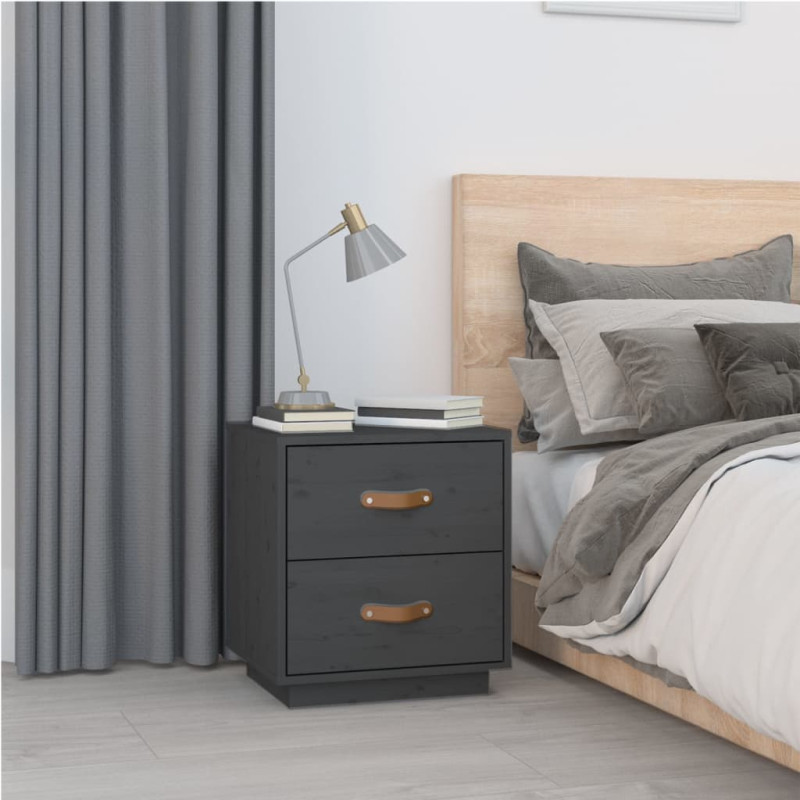 Produktbild för Sängbord 2 st grå 40x34x45 cm massiv furu