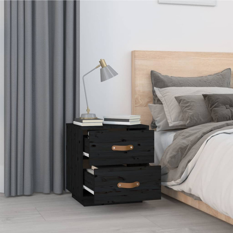 Produktbild för Sängbord 2 st svart 40x34x45 cm massiv furu