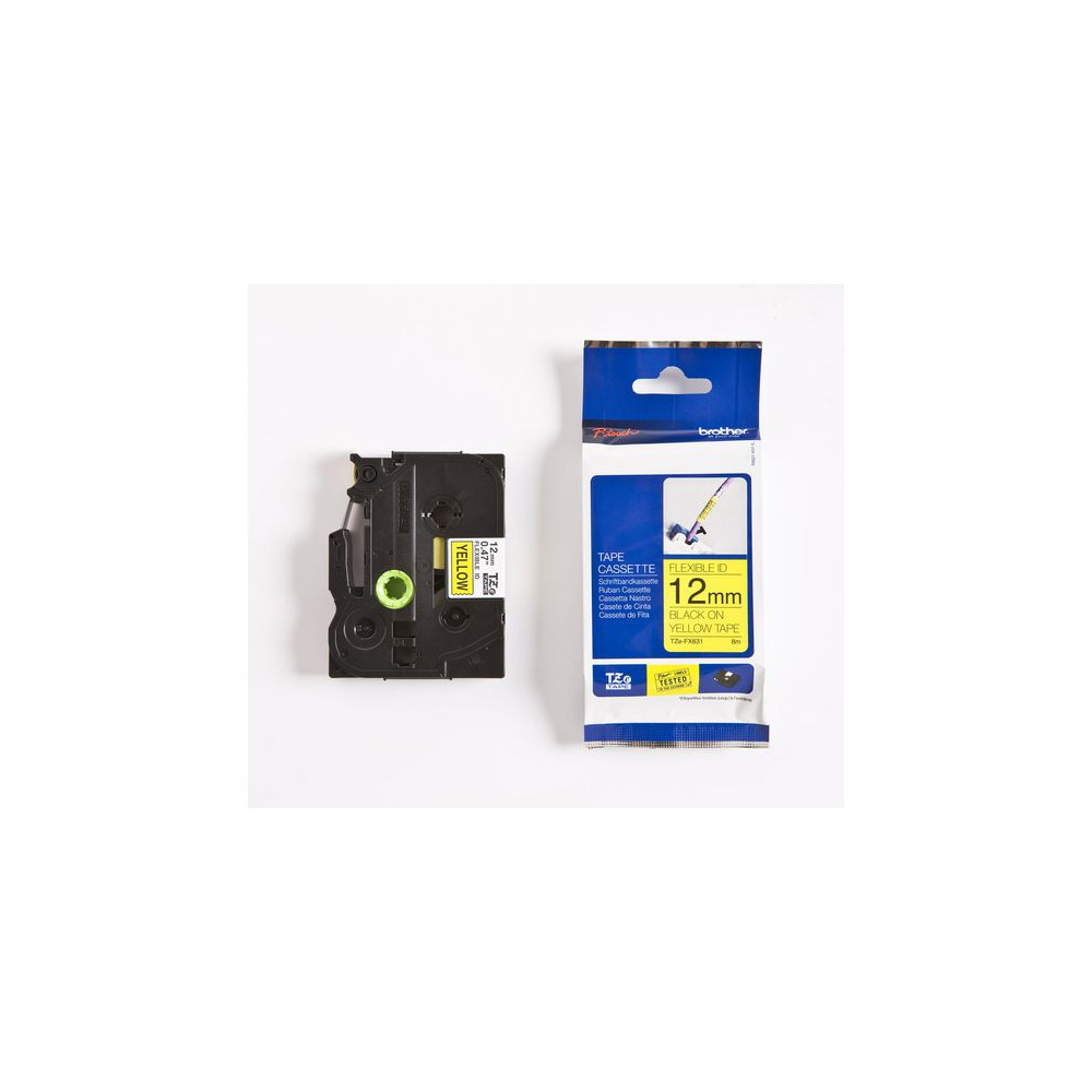 Produktbild för Tape BROTHER TZEFX631 12mm svart på gul