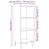 Produktbild för Skåp vit högglans 34,5x32,5x90 cm konstruerat trä