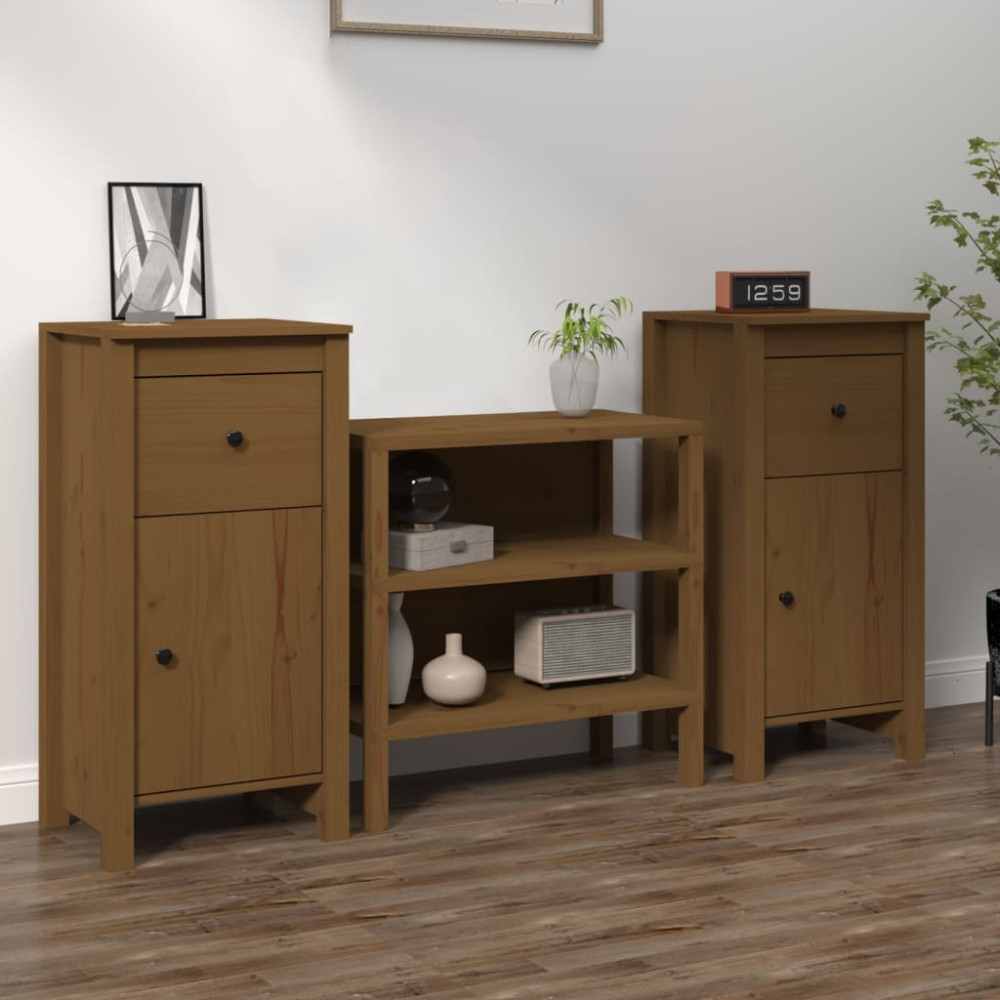 Produktbild för Skänkar 2 st honungsbrun 40x35x80 cm massiv furu