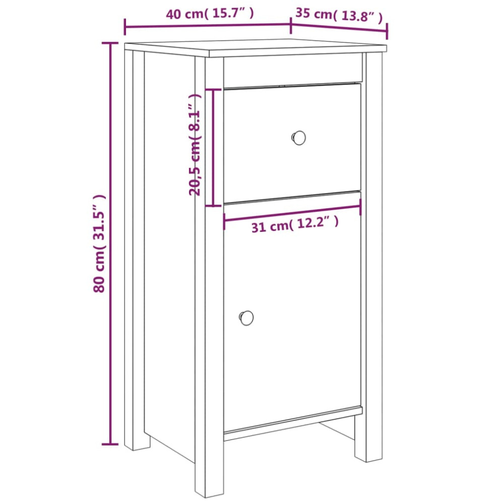 Produktbild för Skänkar 2 st honungsbrun 40x35x80 cm massiv furu