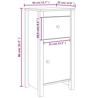 Produktbild för Skänkar 2 st honungsbrun 40x35x80 cm massiv furu