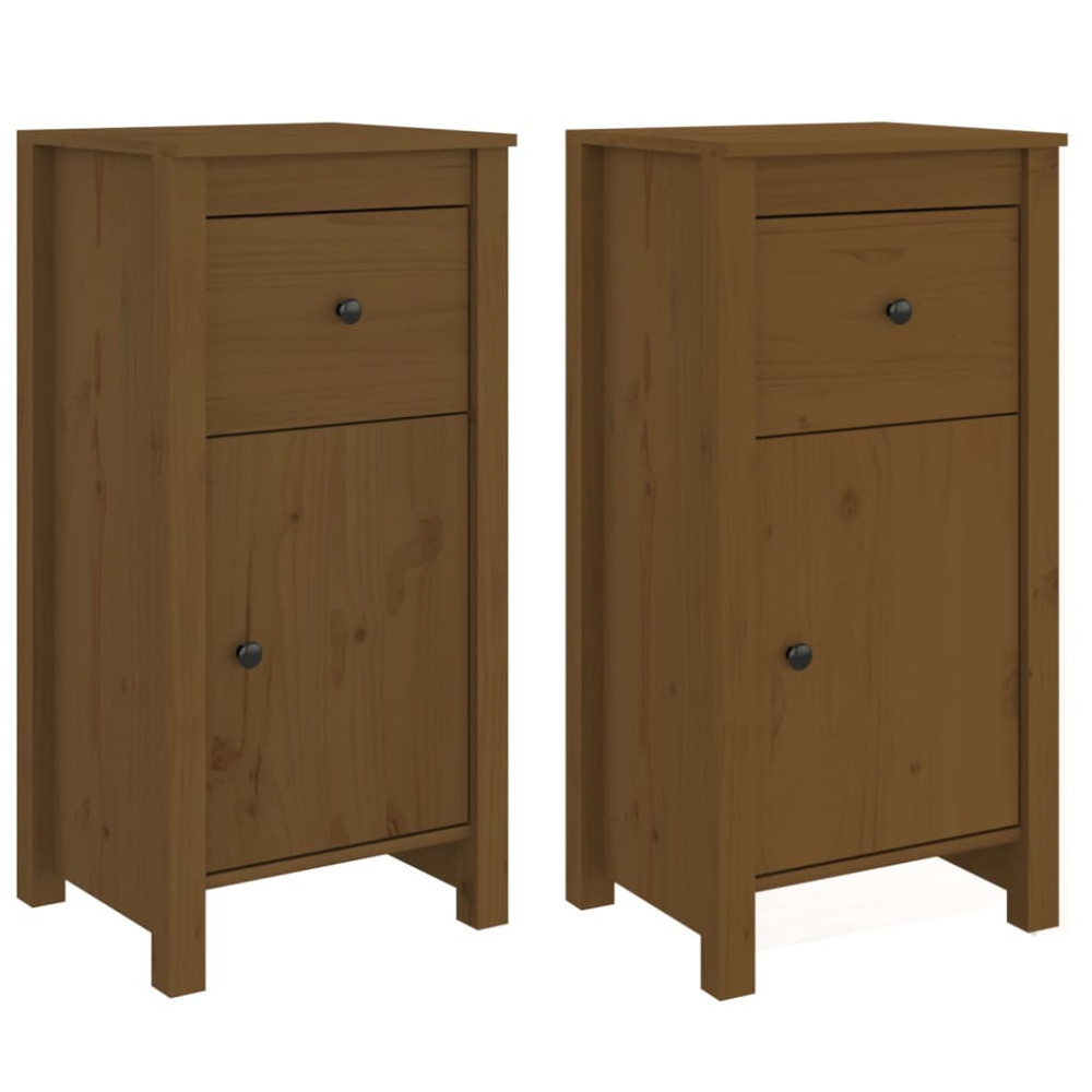 Produktbild för Skänkar 2 st honungsbrun 40x35x80 cm massiv furu