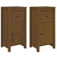 Produktbild för Skänkar 2 st honungsbrun 40x35x80 cm massiv furu