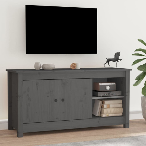 vidaXL Tv-bänk grå 103x36,5x52 cm massiv furu