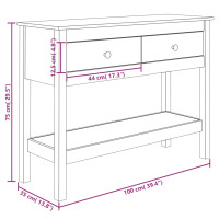 Produktbild för Konsolbord vit 100x35x75 cm massiv furu