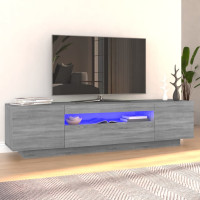 vidaXL TV-bänk med LED-belysning grå sonoma 160x35x40 cm