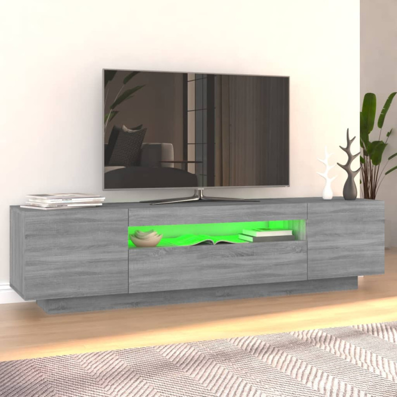Produktbild för TV-bänk med LED-belysning grå sonoma 160x35x40 cm