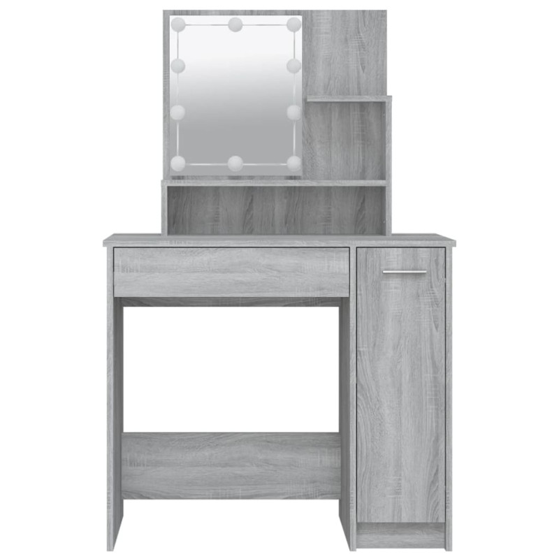 Produktbild för Spegelskåp med LED grå sonoma 86,5x35x136 cm