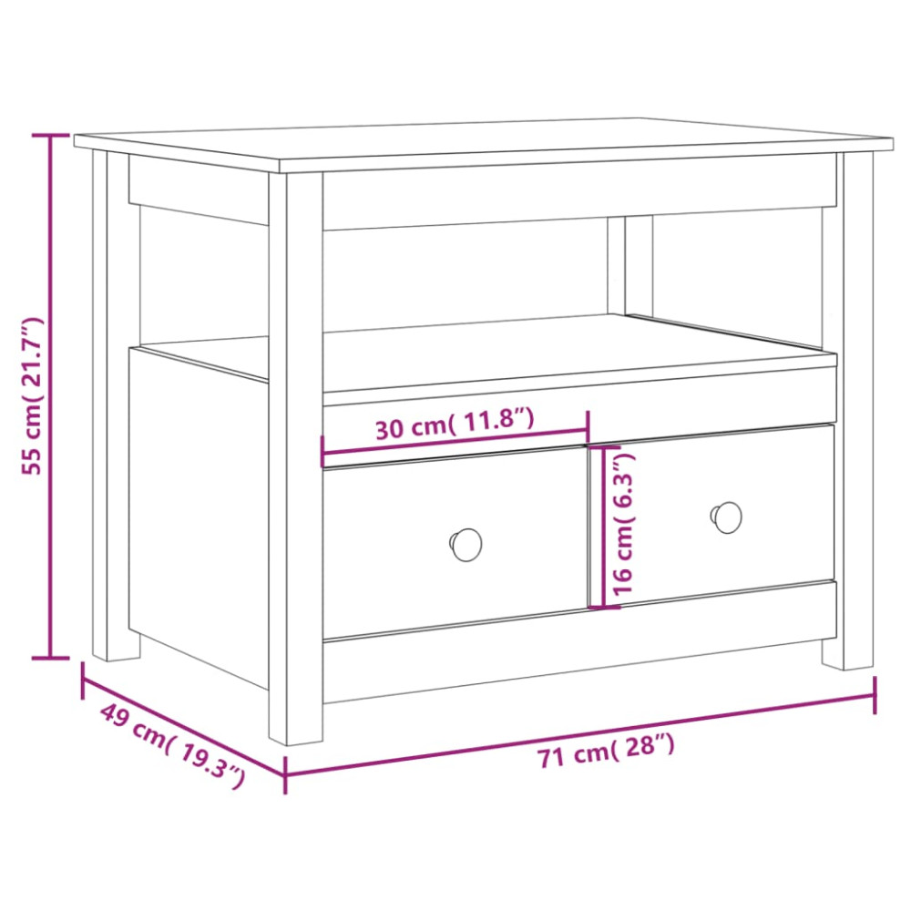 Produktbild för Soffbord honungsbrun 71x49x55cm massiv furu