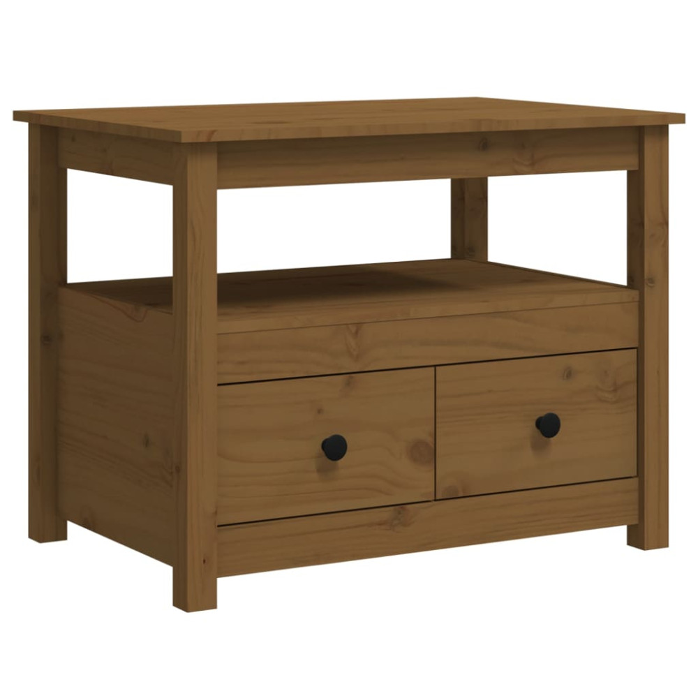 Produktbild för Soffbord honungsbrun 71x49x55cm massiv furu