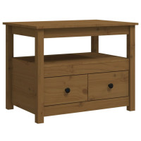 Produktbild för Soffbord honungsbrun 71x49x55cm massiv furu