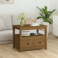 Produktbild för Soffbord honungsbrun 71x49x55cm massiv furu