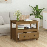 Produktbild för Soffbord honungsbrun 71x49x55cm massiv furu