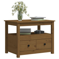 Produktbild för Soffbord honungsbrun 71x49x55cm massiv furu
