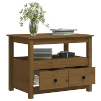Produktbild för Soffbord honungsbrun 71x49x55cm massiv furu