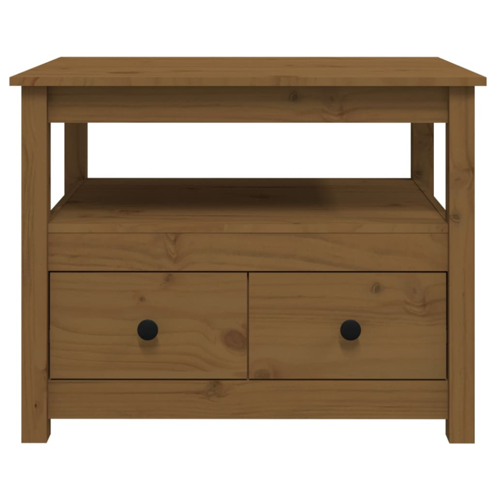 Produktbild för Soffbord honungsbrun 71x49x55cm massiv furu