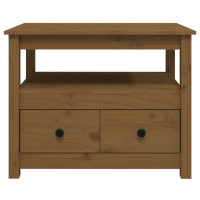 Produktbild för Soffbord honungsbrun 71x49x55cm massiv furu