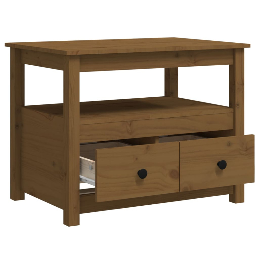 Produktbild för Soffbord honungsbrun 71x49x55cm massiv furu