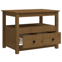 Produktbild för Soffbord honungsbrun 71x49x55cm massiv furu