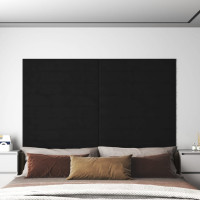 Produktbild för Väggpaneler 12 st svart 90x15 cm sammet 1,62 m²