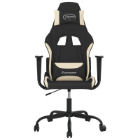 Produktbild för Gamingstol med massage svart och gräddvit tyg