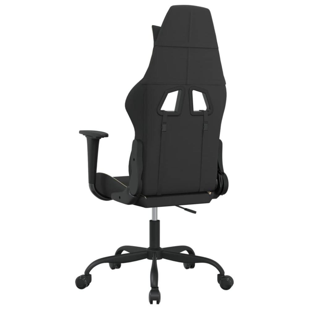 Produktbild för Gamingstol med massage svart och gräddvit tyg