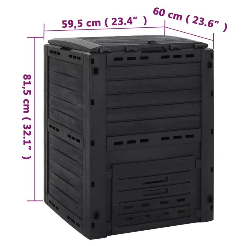 Produktbild för Kompostlåda svart 280 L polypropen