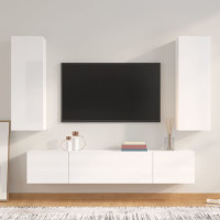 Produktbild för Tv-skåp 4 delar högglans vit konstruerat trä