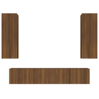 Produktbild för Tv-skåp 4 delar brun ek konstruerat trä