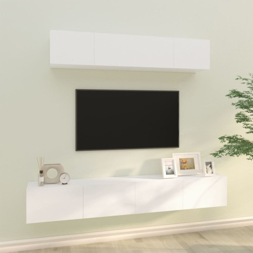 vidaXL Tv-bänk 4 delar vit konstruerat trä