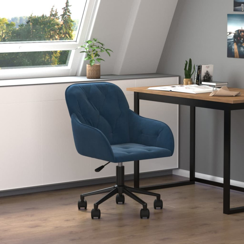 Produktbild för Snurrbar kontorsstol blå sammet