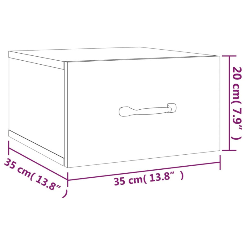 Produktbild för Väggmonterat sängbord Brun ek 35x35x20 cm