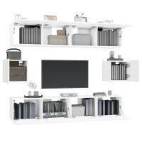Miniatyr av produktbild för Tv-skåp 6 delar vit konstruerat trä