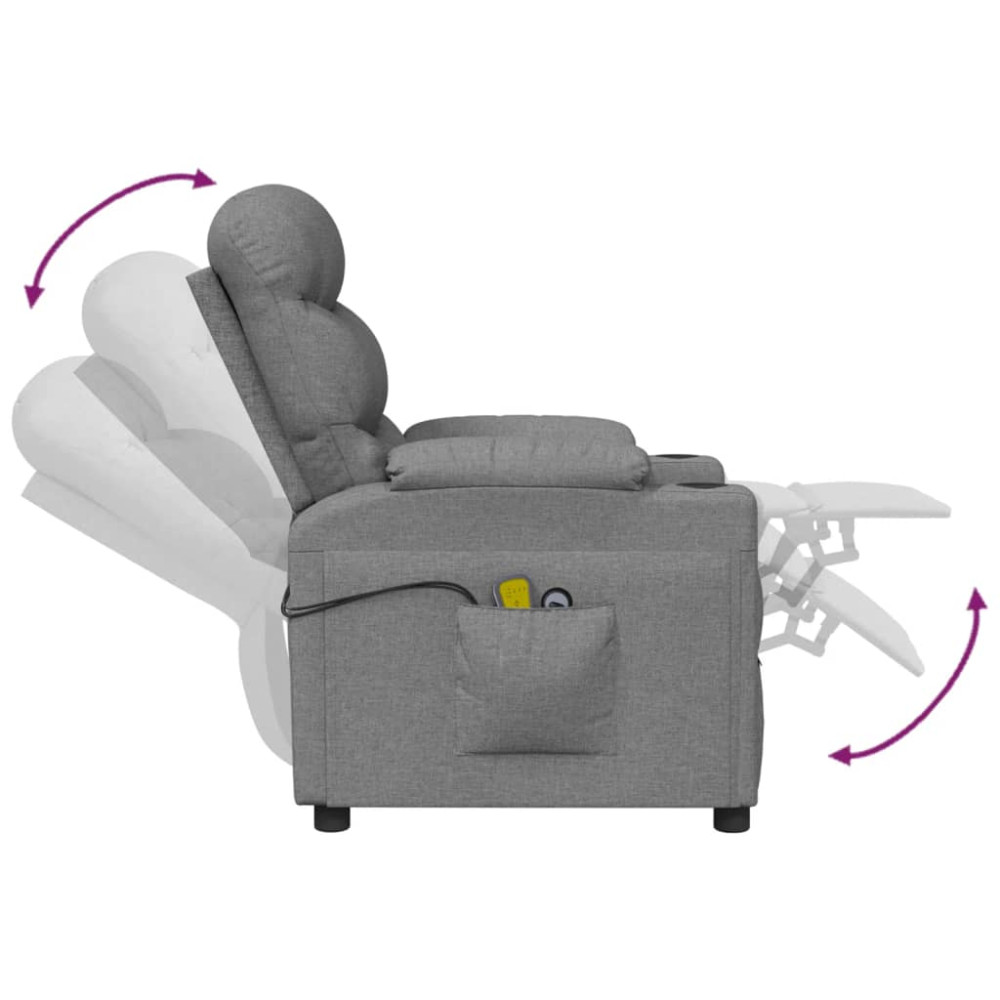 Produktbild för Elektrisk massagefåtölj ljusgrå tyg