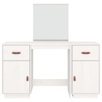 Produktbild för Sminkbord med spegel vit massiv furu