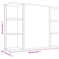 Produktbild för Spegelskåp för badrum rökfärga ek 80x20,5x64 cm konstruerat trä