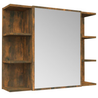 Produktbild för Spegelskåp för badrum rökfärga ek 80x20,5x64 cm konstruerat trä