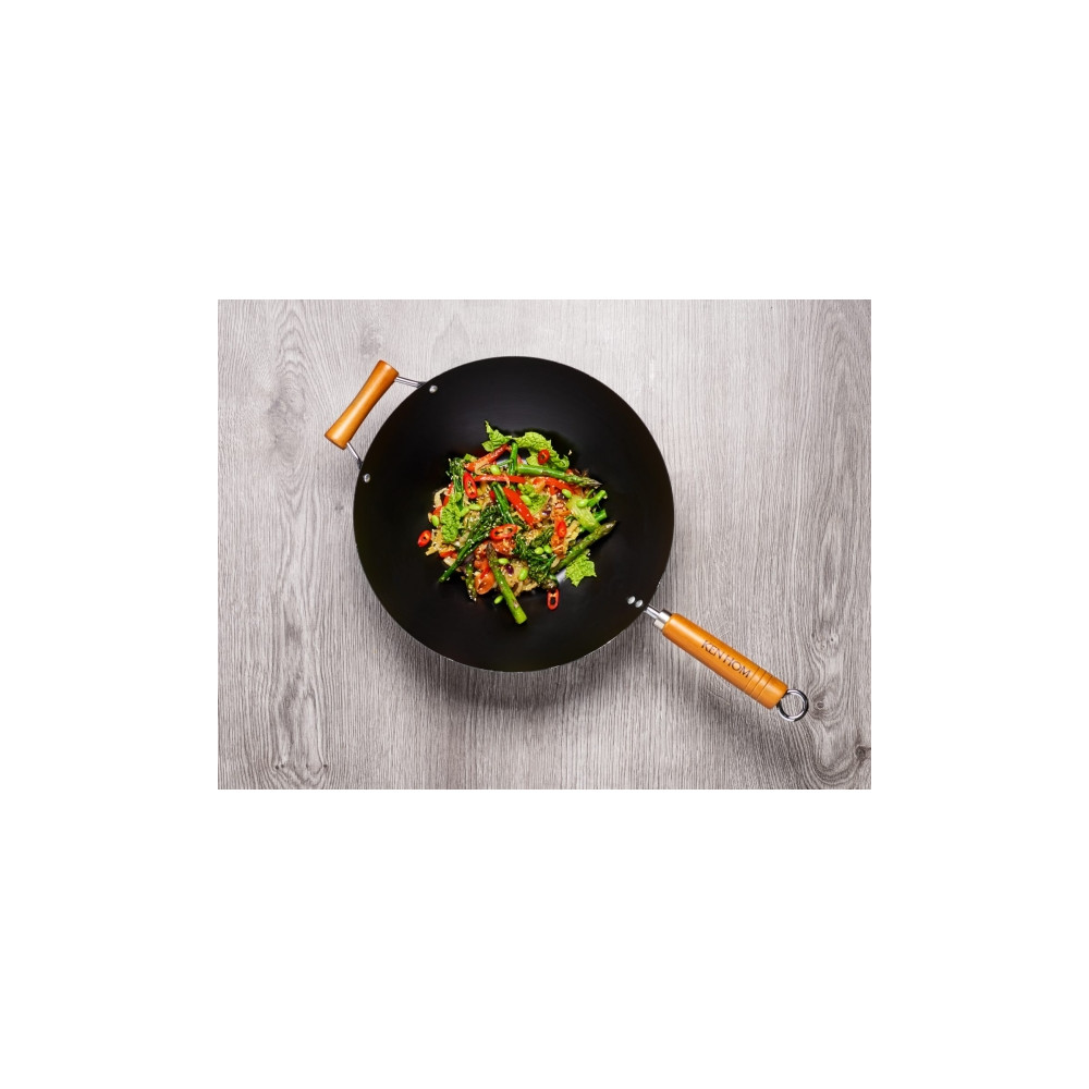 Produktbild för Ken Hom KH331001, Rund, Wokpanna, Svart, Kolstål, Keramiska,...
