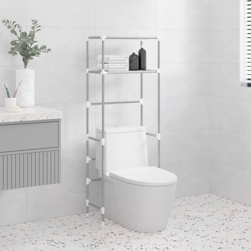 Produktbild för Toaletthylla med 2 hyllplan grå 53,5x28x143 cm järn