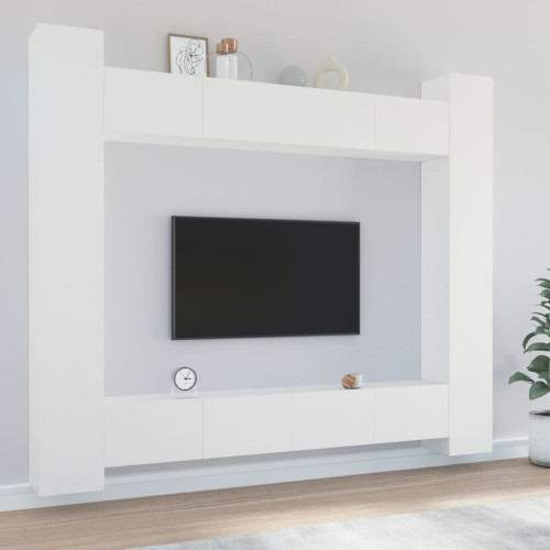 vidaXL Tv-skåp 8 delar vit konstruerat trä